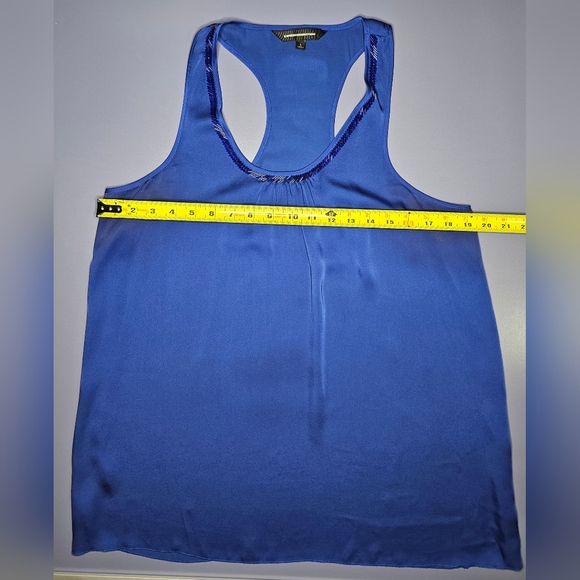 ❗️(3)/$25❗[EXPRESS] Design Studio Cobalt Blue Tank top Beaded NecklineFringe [L] - Picture 5 of 9
